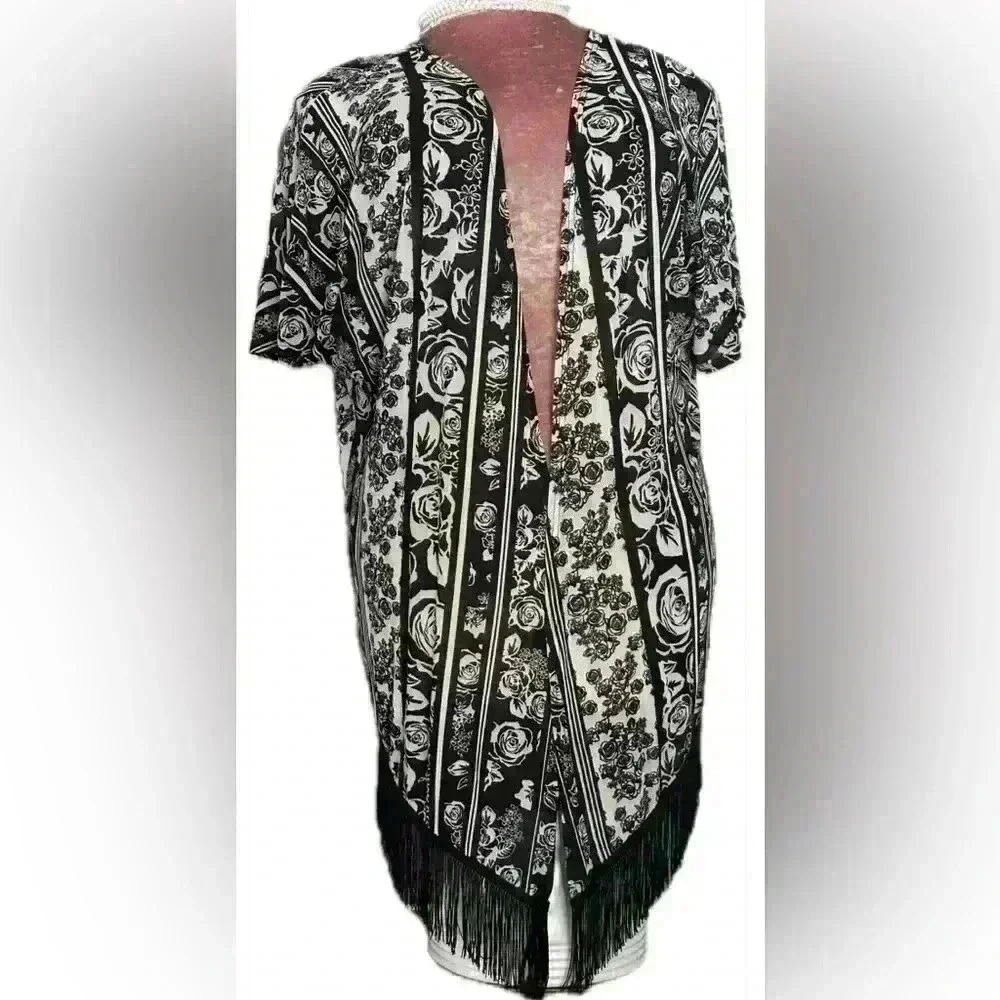 Siren Lily Fringe Floral Women's Kimono (308)